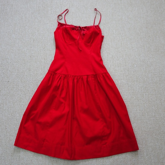 Reformation Analise Red Poplin  Dress - Picture 3 of 8
